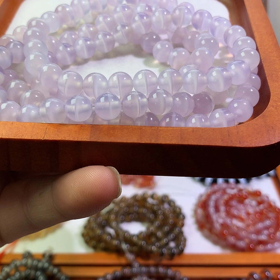 玛瑙/玉髓未镶嵌手链浅紫色108一线