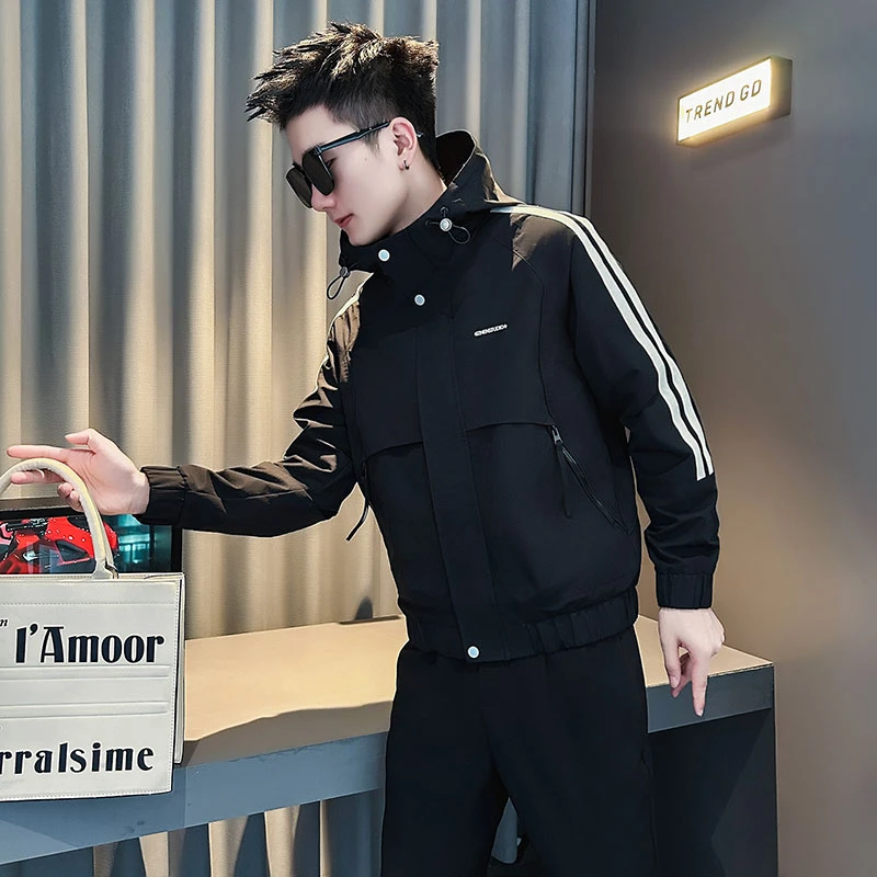 连帽外套男款春秋季潮牌男生衣服2025新款高级感网红洋气炸街夹克