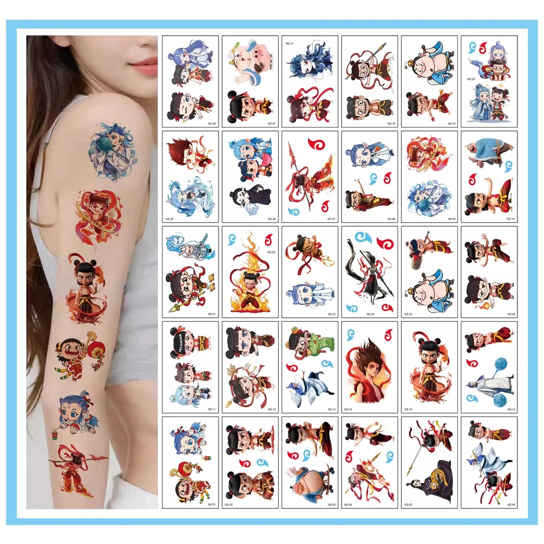 哪吒纹身贴哪吒魔童贴纸敖丙纹身防水贴画纸眉心贴儿童男孩额头贴