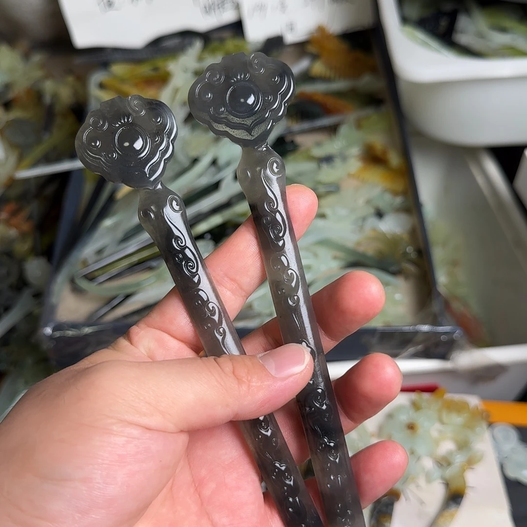 傻***晴未镶嵌蛇纹石玉发饰