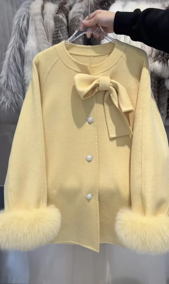 韩系百搭大衣法式娃娃领网红冬季加厚气质韩版