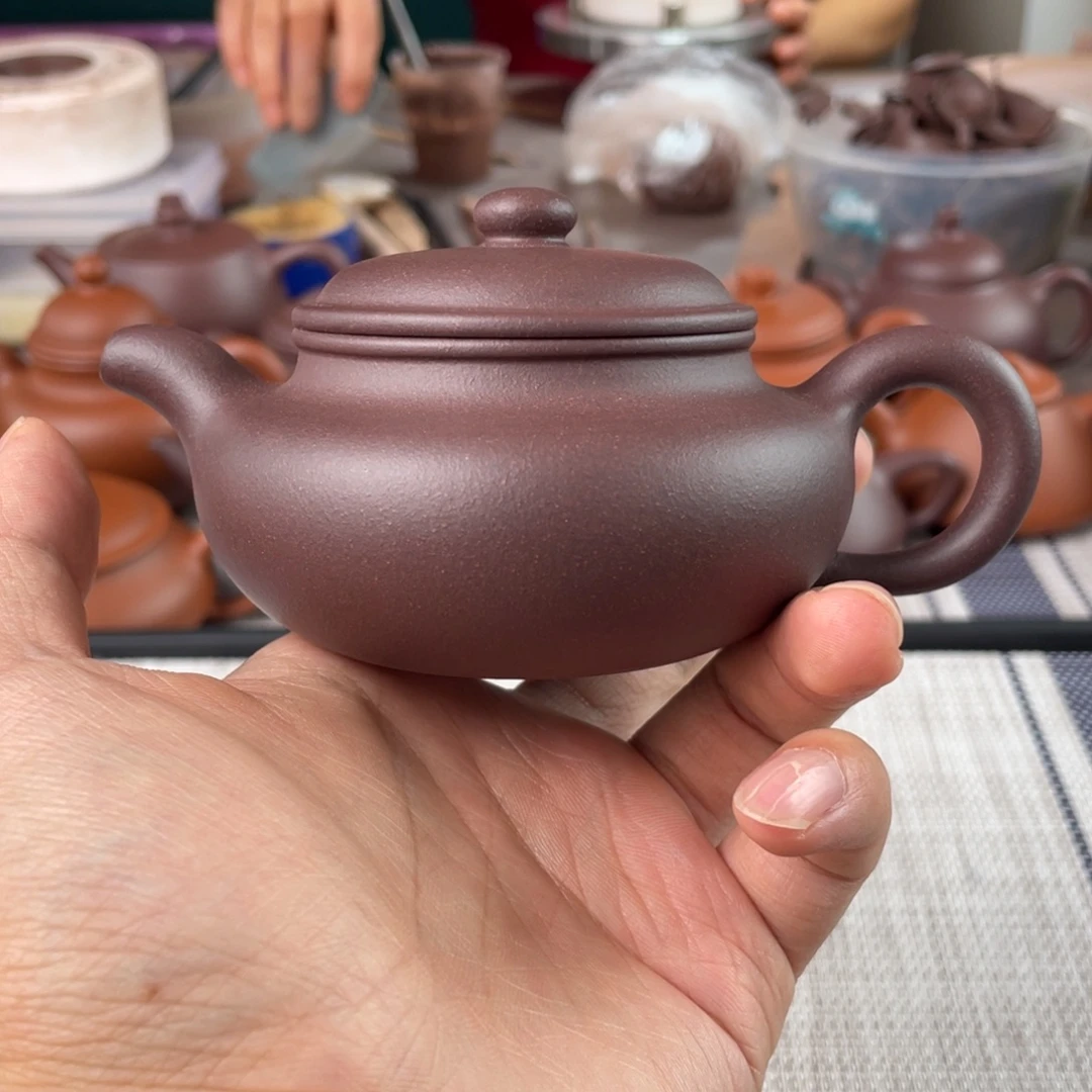 茶壶紫砂半手工老紫泥仿古壶150cc
