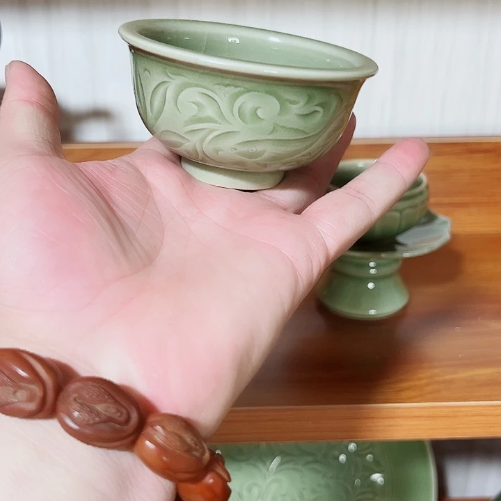 耀州窑瓷器手工杯杯1个微瑕