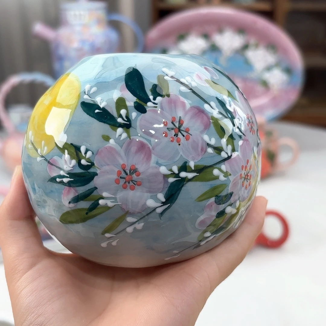 景德镇手绘高温釉下彩陶瓷茶具