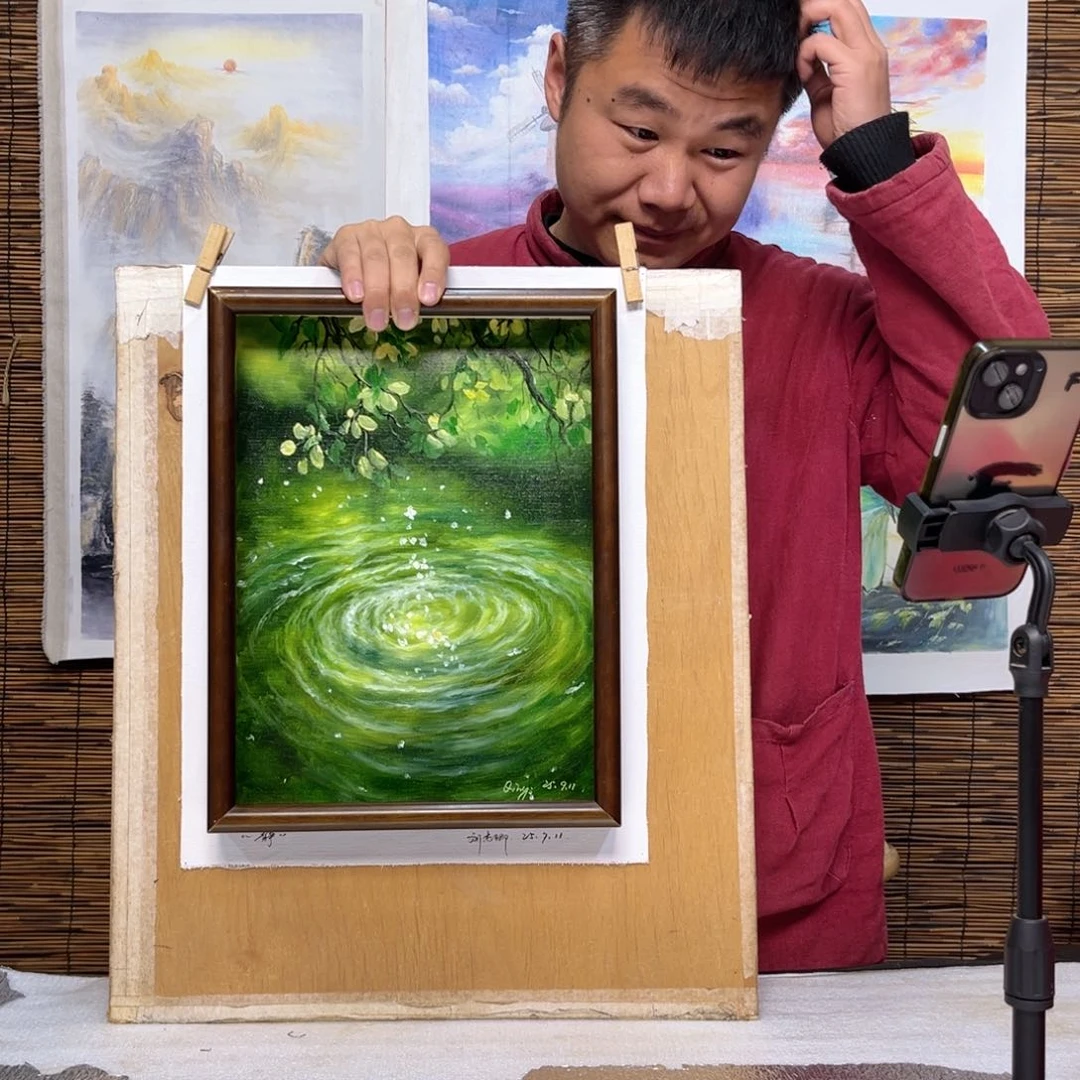 油画行路人小院绘画作品竞拍