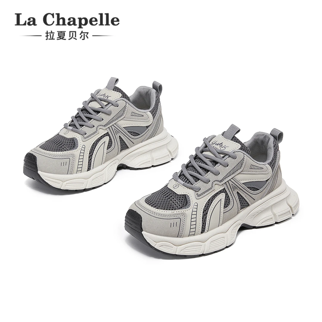 拉夏贝尔轻便显脚小运动鞋女秋季新款厚底百搭子小个子增高老爹鞋