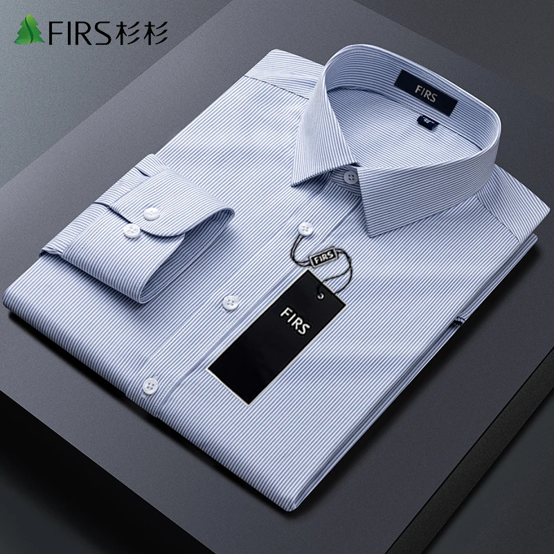 杉杉2025新款长袖衬衫男士大肚子可穿舒适透气竹纤维条纹商务衬衣