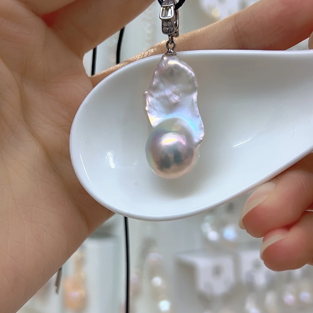 银S925镶嵌淡水珍珠颈饰