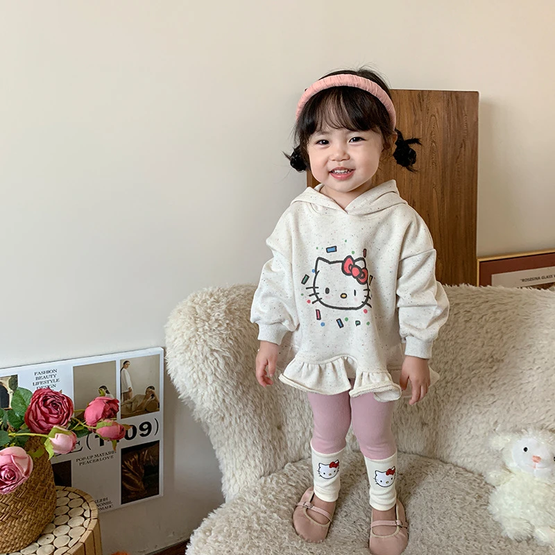 秋季套头卫衣女公主风卡通风常规连帽KT套装运动长袖女宝洋气卫衣