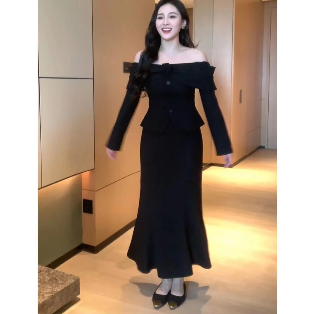 XINYI【塞纳黄昏】一字肩女显瘦两件套X623A00137/X623N02072