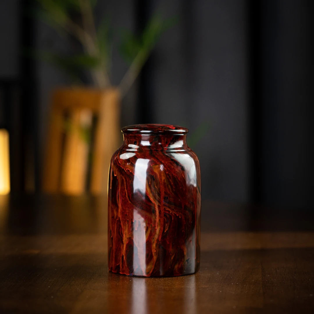 大漆 茶仓 高14.5cm 家用茶周边