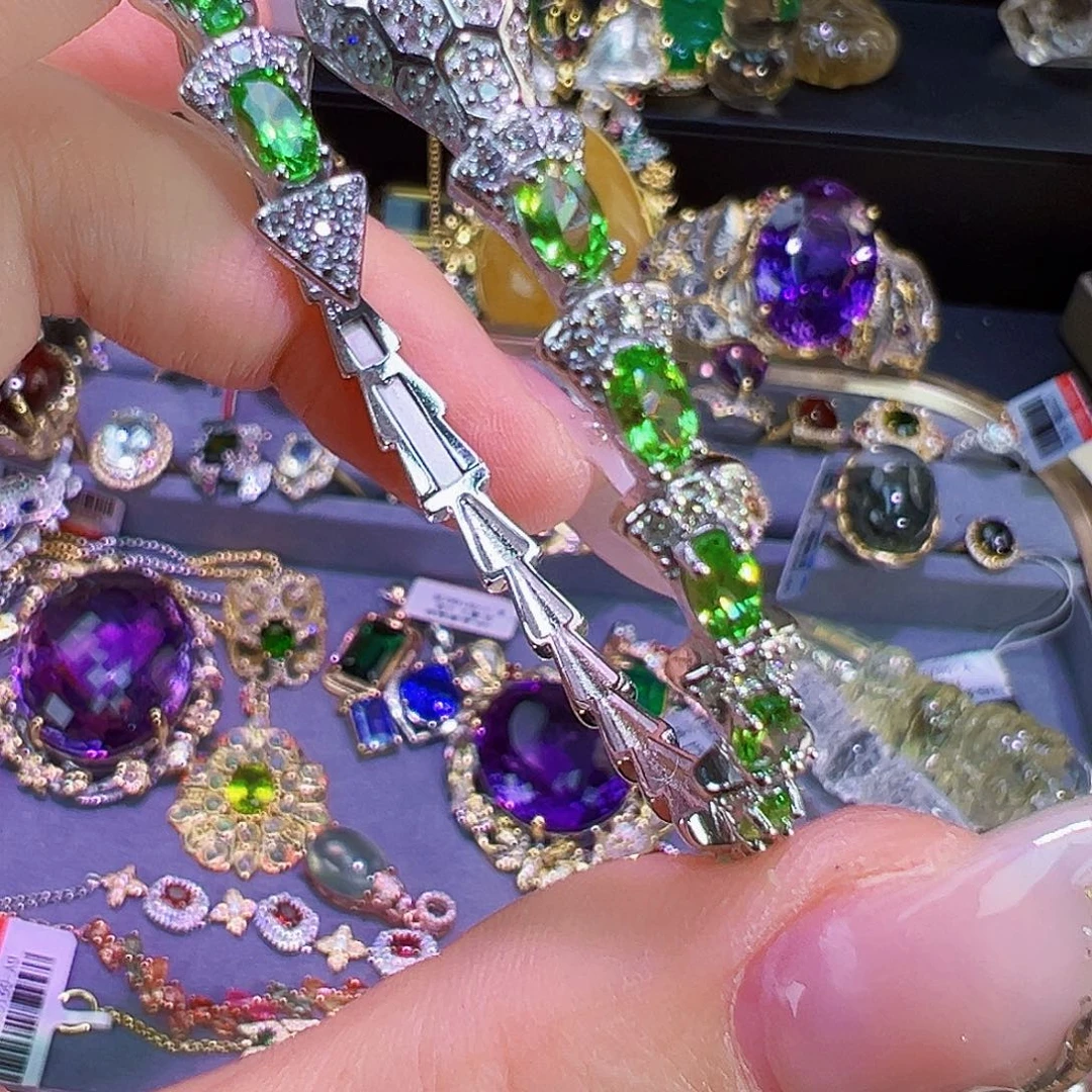 石榴石（沙弗莱）手镯银S925镶嵌涵****宝