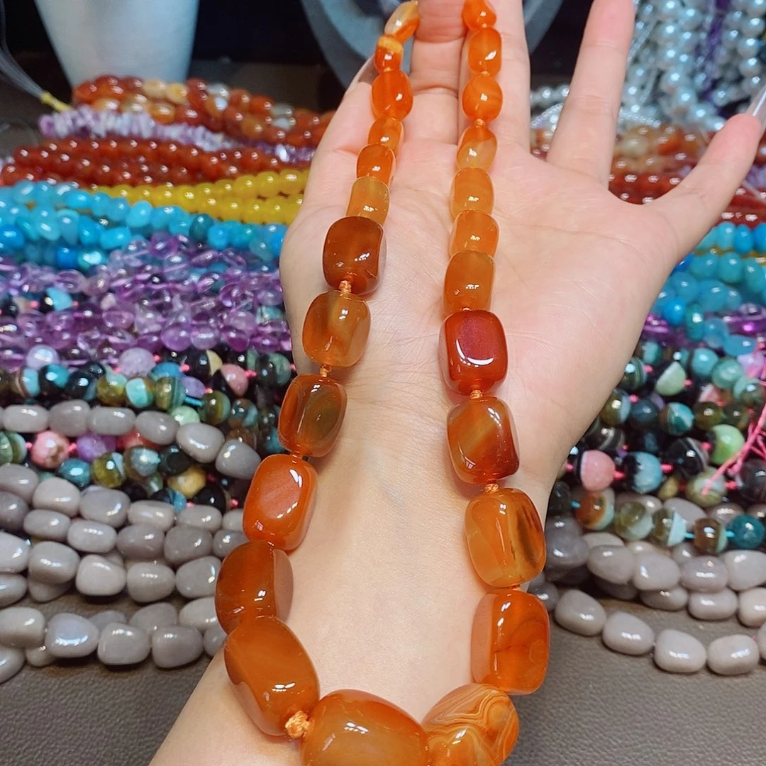 玛瑙/玉髓散珠橘红玛瑙塔链一条成品