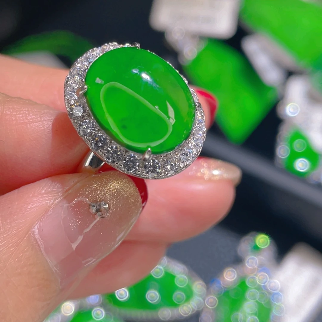 翡翠戒指银S925镶嵌111111111111