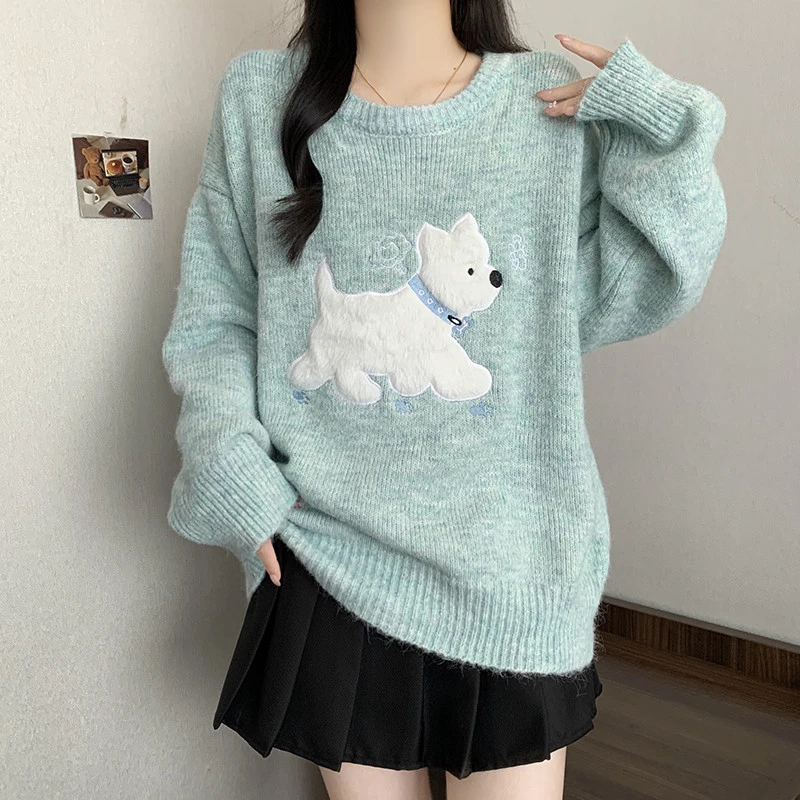 大码胖mm韩系时尚长袖针织减龄毛衣女装2025秋冬新款宽松显瘦上衣