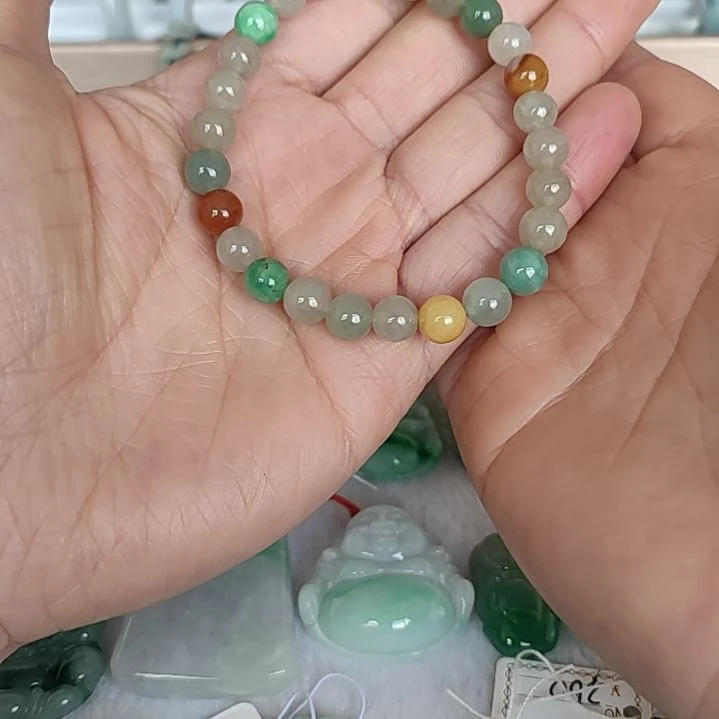 翡翠手链未镶嵌用****1天然翡翠多宝手串