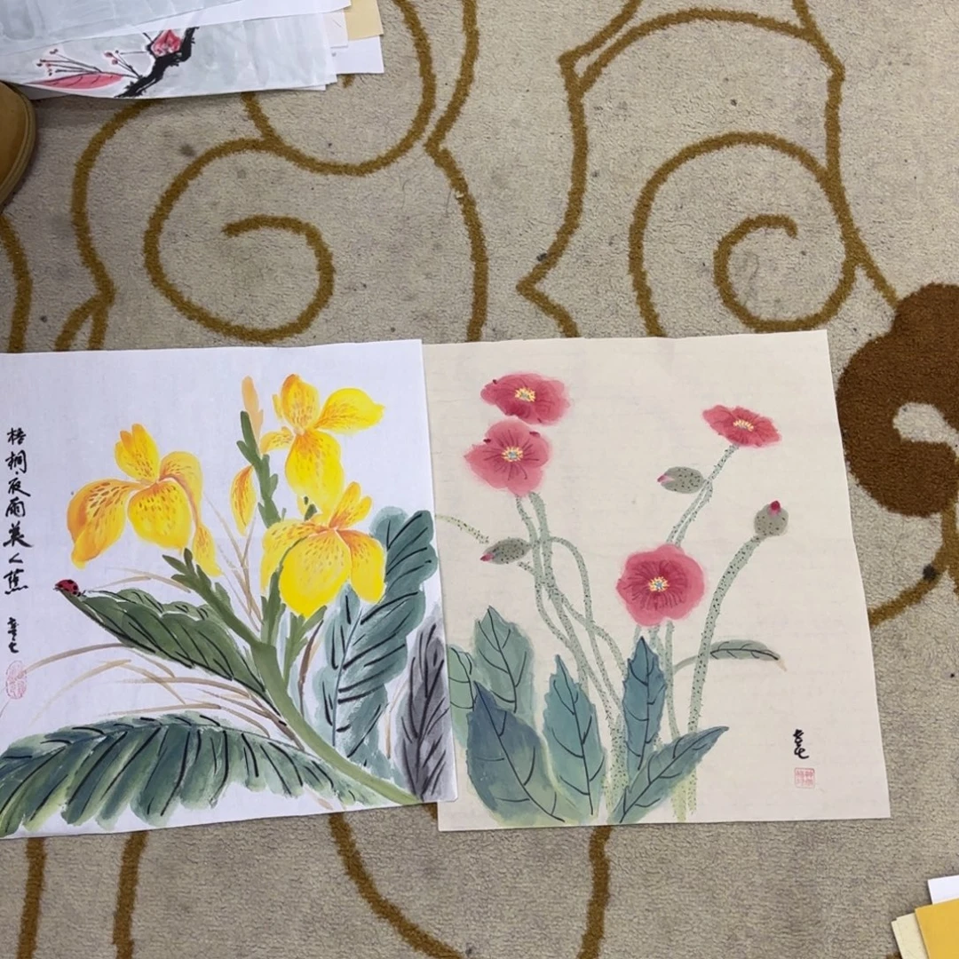 国画花鸟作品两张艺