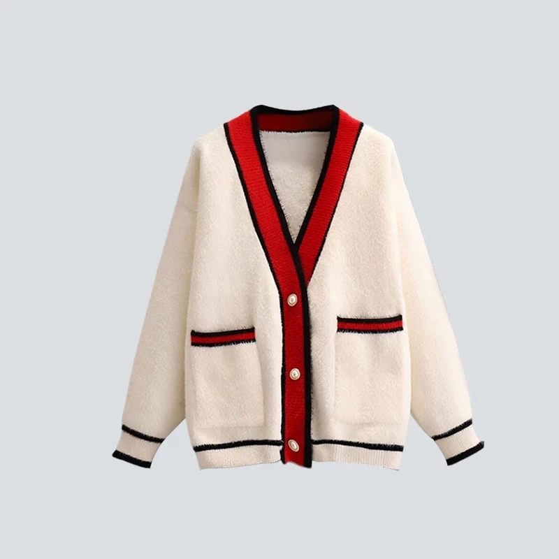 B41秋冬大码女装小香风长袖修身针织衫洋气遮肉显瘦毛衣外套