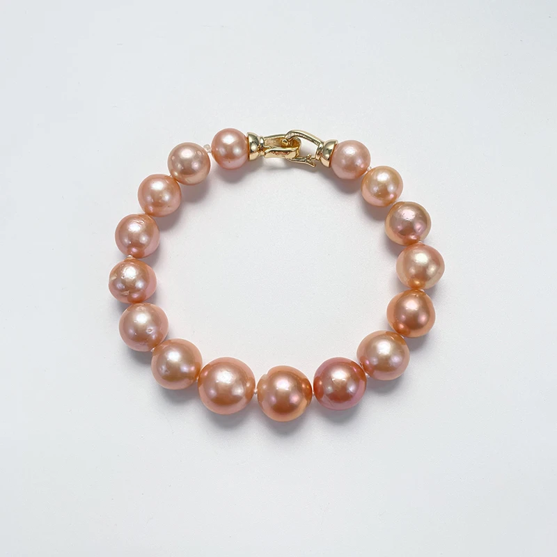 mmmm/金魅中国红淡水珍珠10-11mm近圆强光时尚高级感手链手串手饰