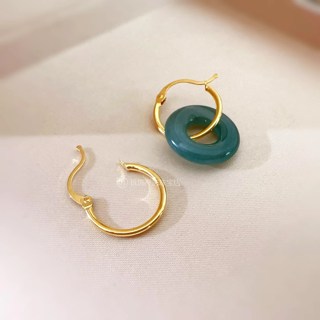 18K金万能百搭耳扣 15mm大圈升级版耳环光面耳夹简约女式耳圈