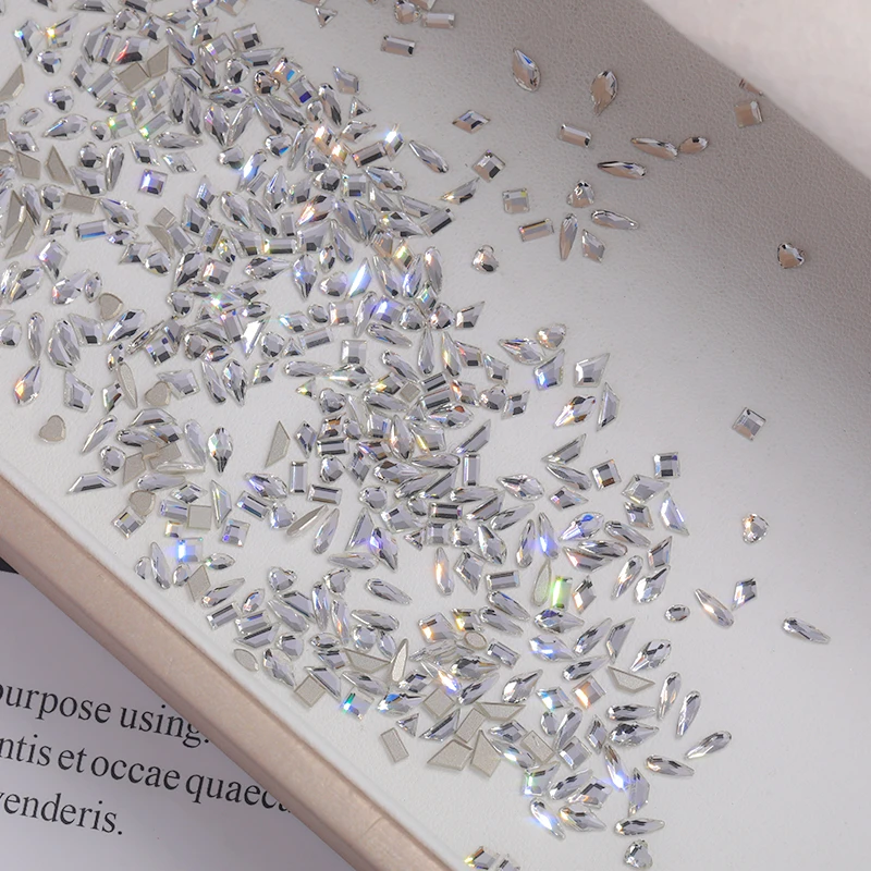 瑶瑶美甲钻饰品施家元素仿华子2000切面平底钻迷你混形状超闪亮