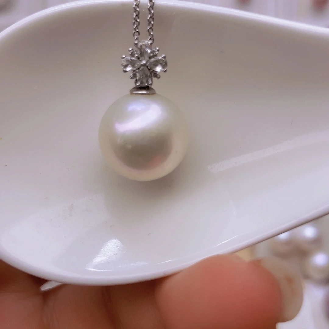 淡水珍珠银S925镶嵌吊坠(赠链)