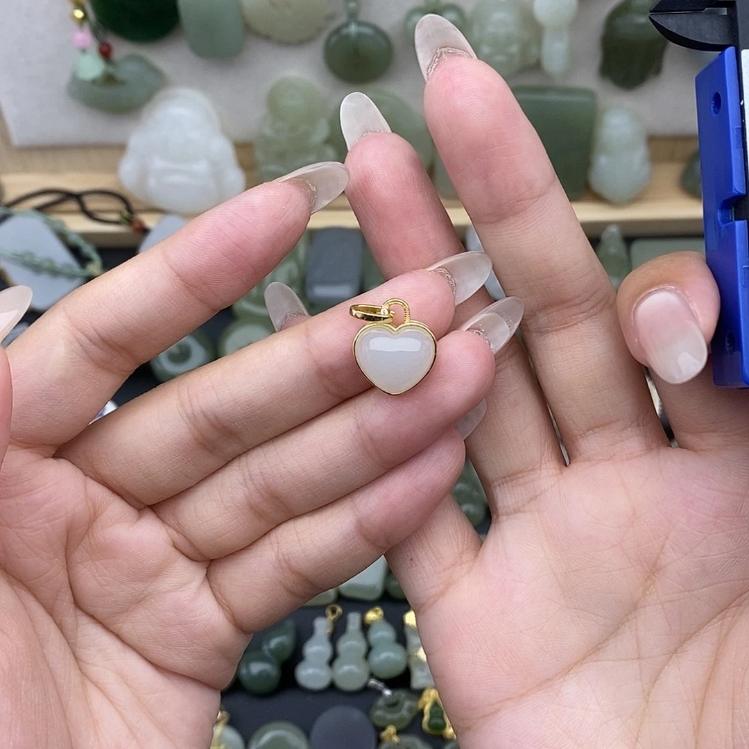 和田玉银S925镶嵌吊坠(不含链)
