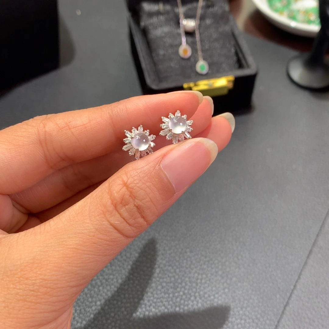 翡翠银S925镶嵌耳饰