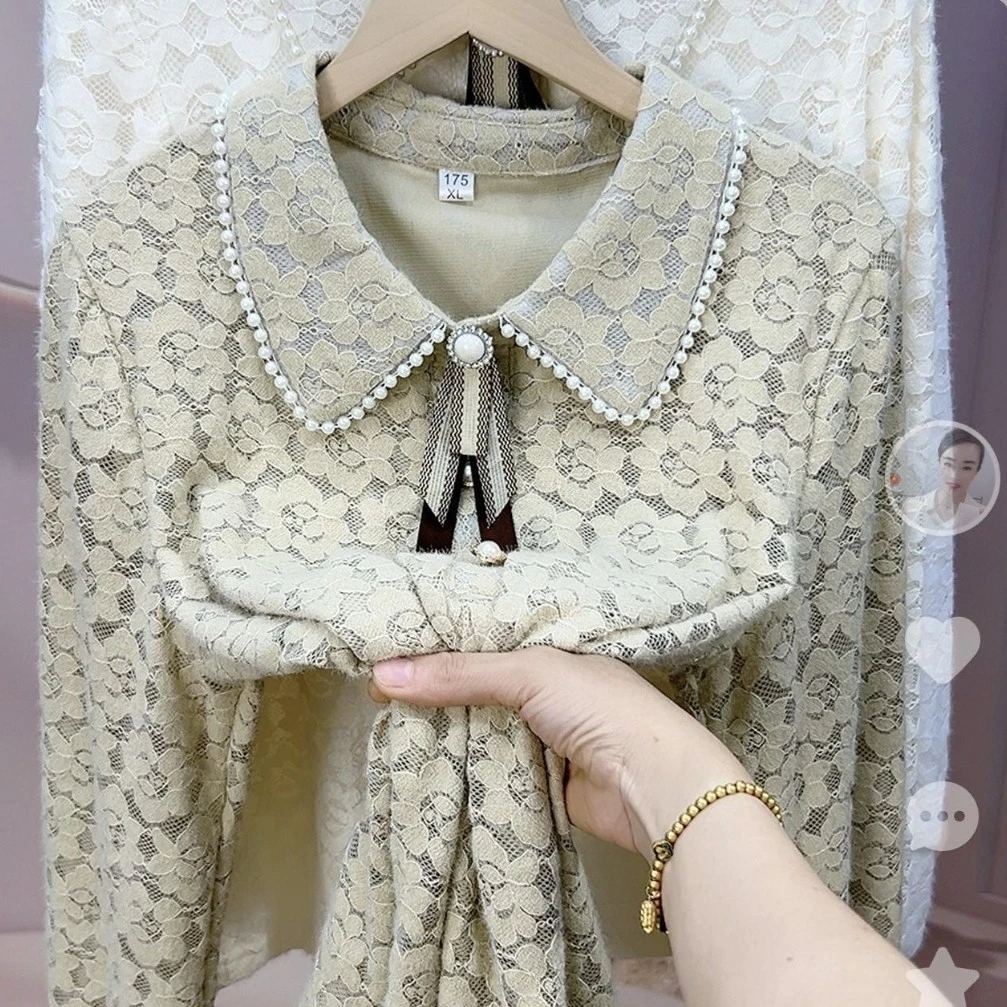 29#珍珠领.蝴蝶结 蕾丝衫