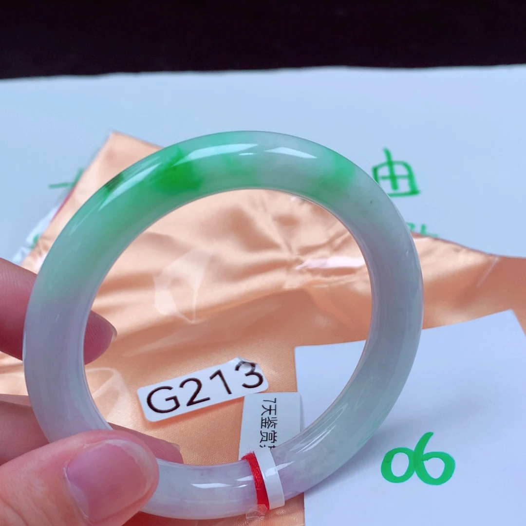 未镶嵌手镯翡翠缅甸天然A货翡翠手镯55.7圆条