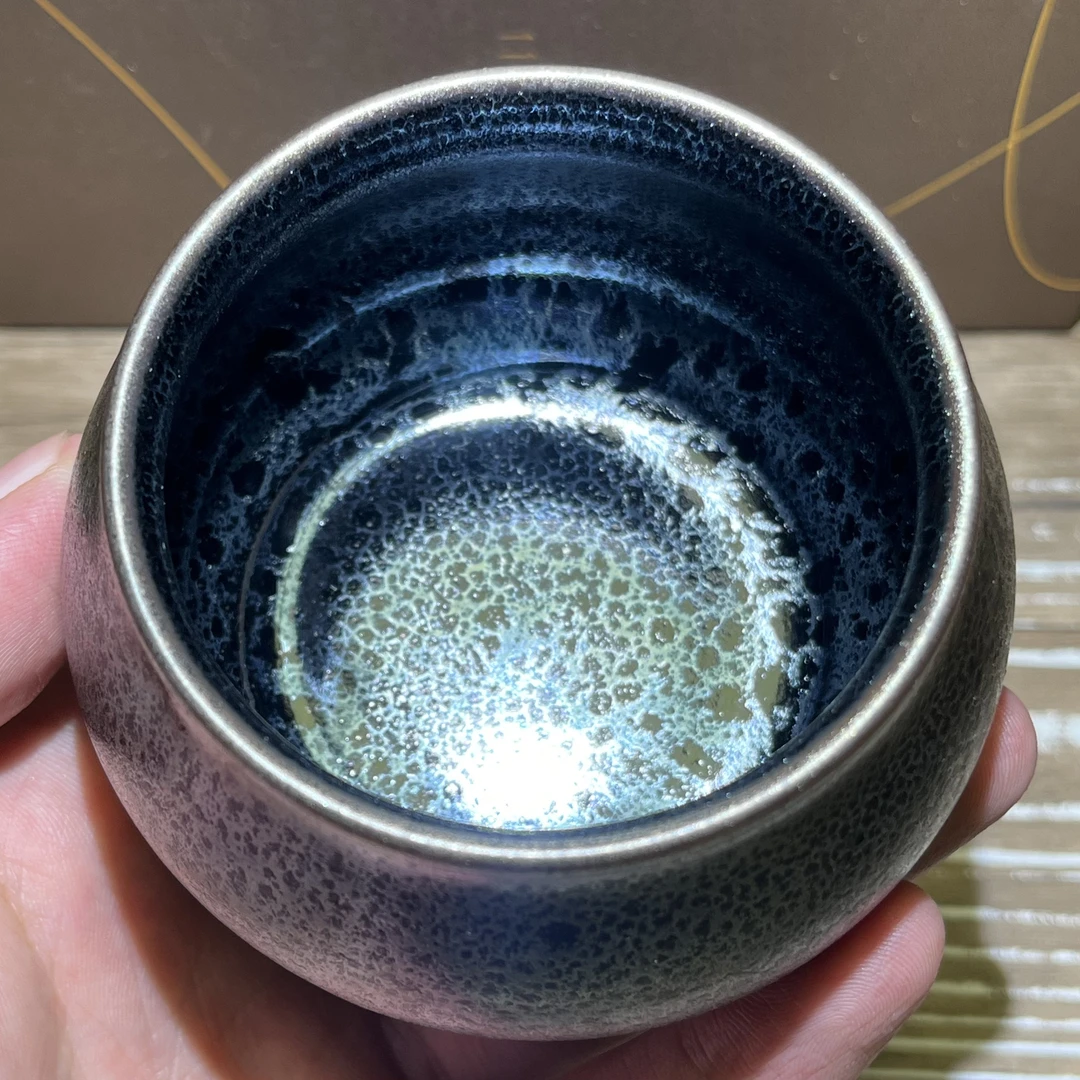 建阳建盏陶瓷茶杯非遗大师黄长发雀羽纯手工铁胎高档主人杯盏杯