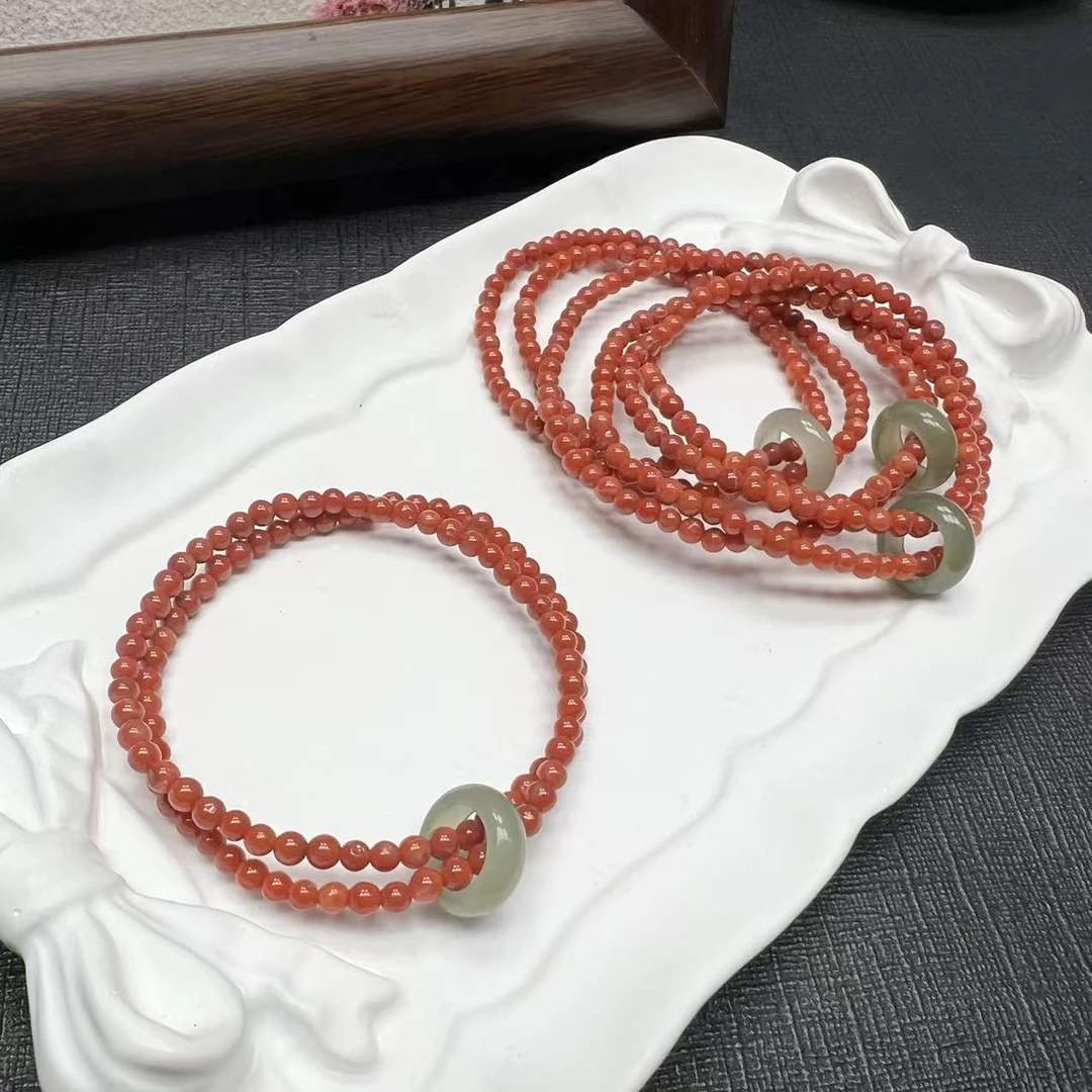 A385天然南红双圈小米珠设计款手串国风复古简约款【多样性发其一】