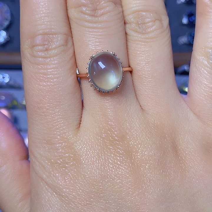 葡萄石戒指银S925镶嵌佐**爱