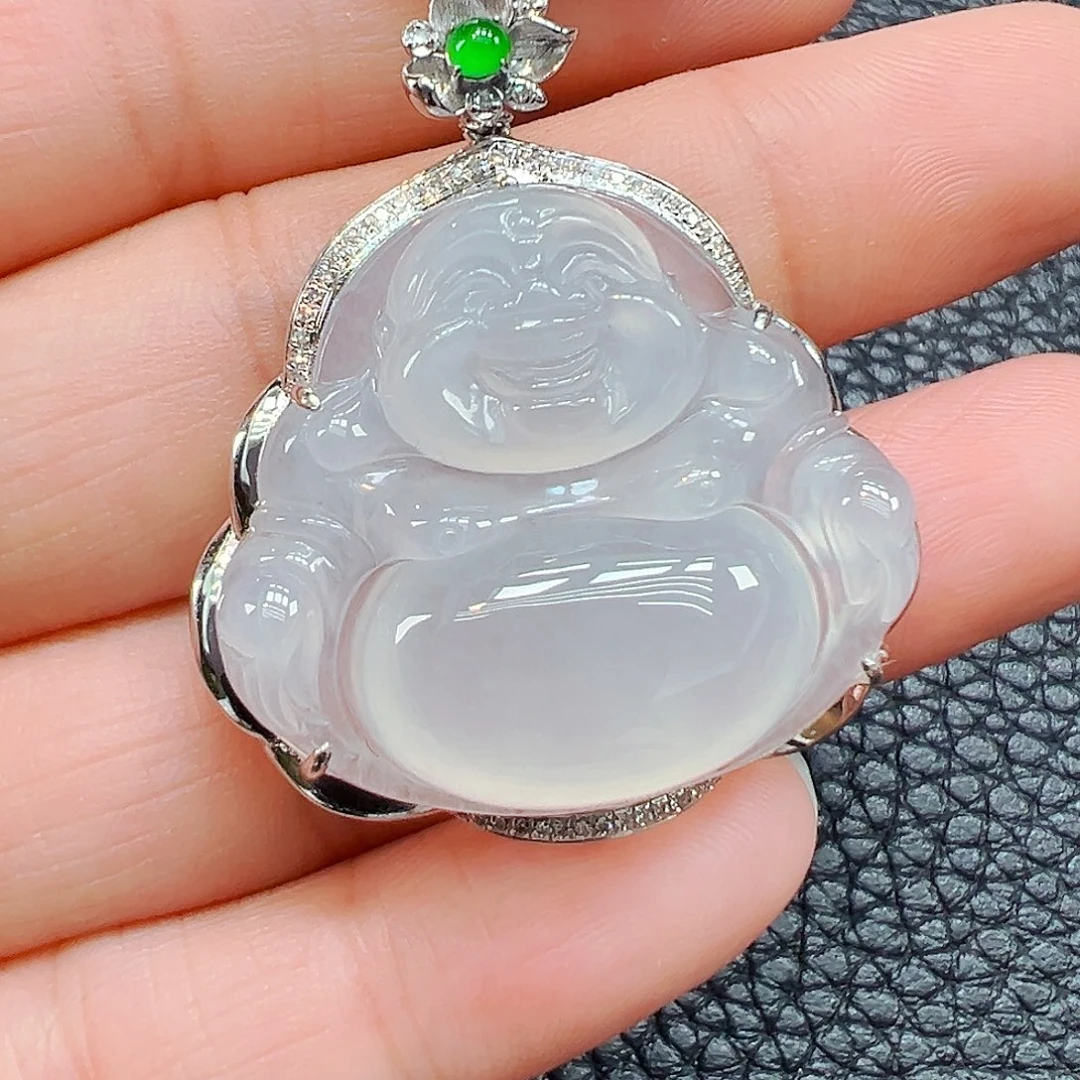 翡翠18K金镶嵌吊坠(不含链)佛公