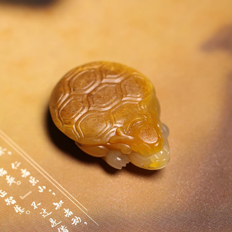 顽石阁新疆和田玉满皮黄沁龙龟玉挂件玉吊坠男女款精品苏工18.5g