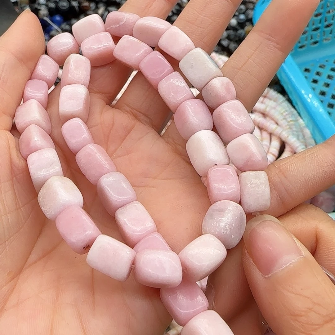 玛瑙/玉髓合金珠宝半成品粉澳宝7mm方块一条