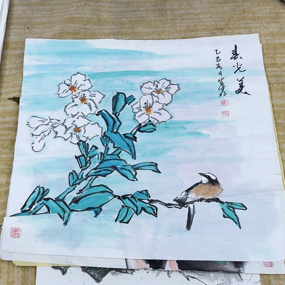 国画四尺斗方手绘作品