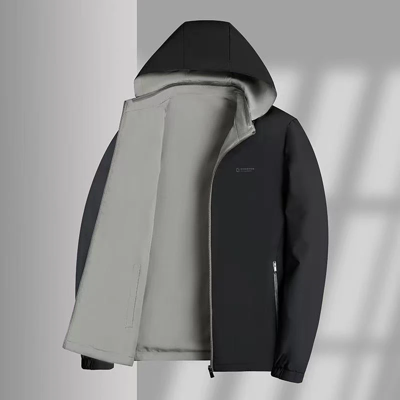 小施家男款春秋高货双面穿连帽休闲外套2258