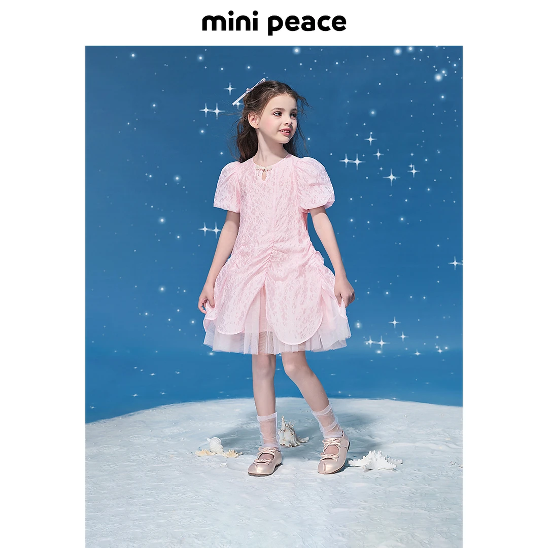 【时尚系列】MINIPEACE太平鸟童装女童泡泡袖连衣裙夏新中式裙子