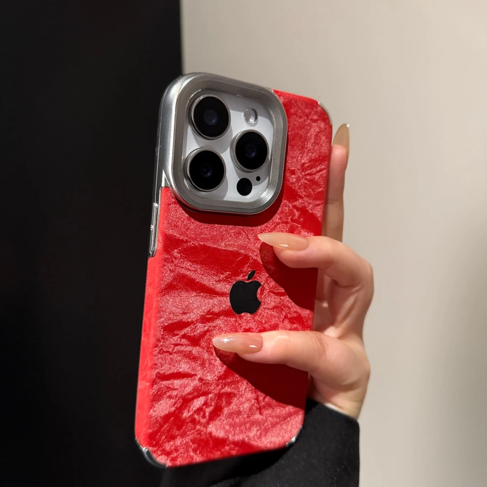 电镀绒布雪山纹适用苹果16promax手机壳小众iPhone15个性14时尚13