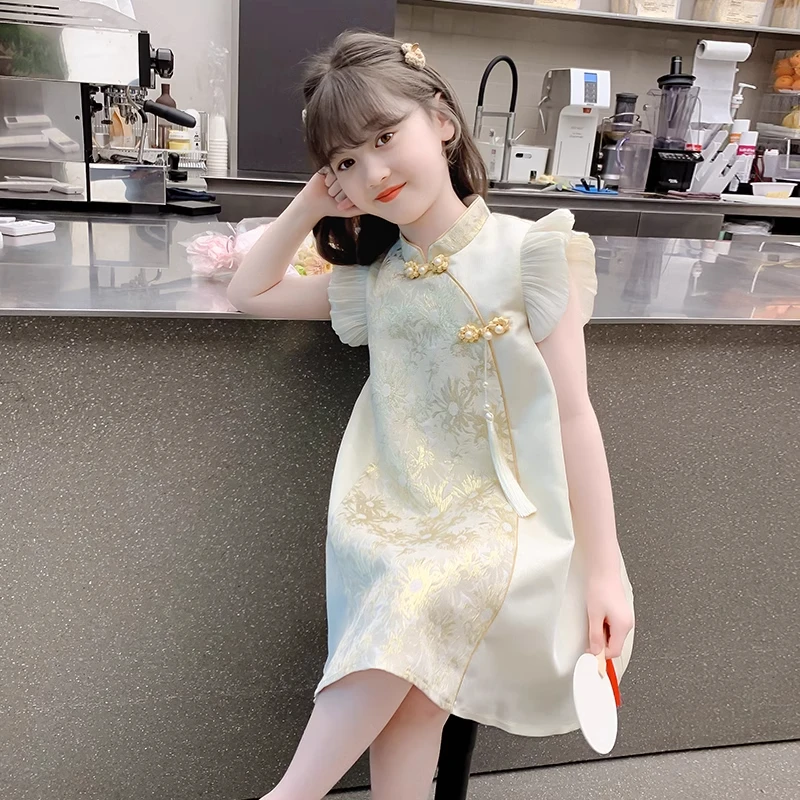 女童汉服连衣裙2025新款夏季小女孩国风旗袍公主裙夏装儿童裙子薄