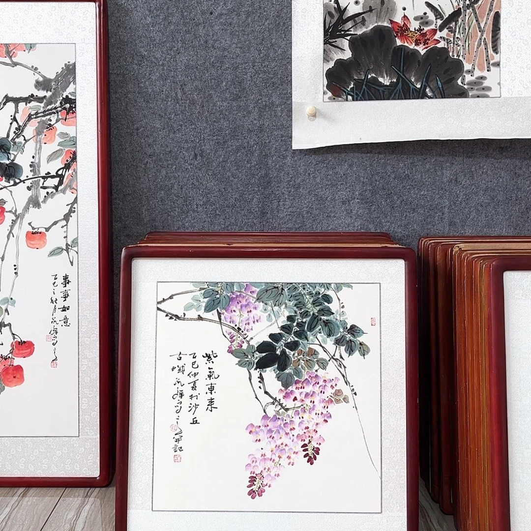 国画书画作品带框63×63