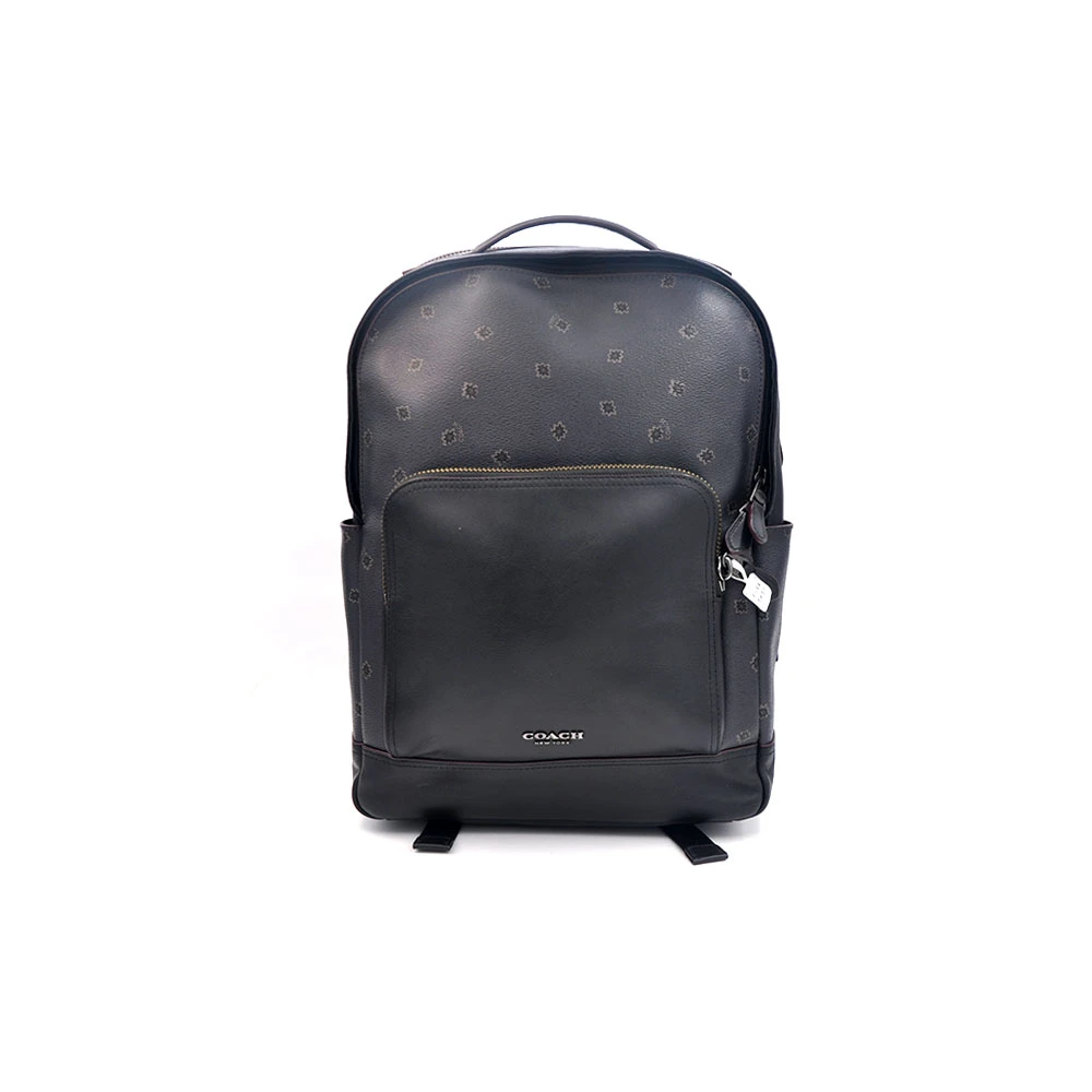 95新 COACH/蔻驰 98新 蓝黑拼色印花全皮男士双肩背包29＊40/26729