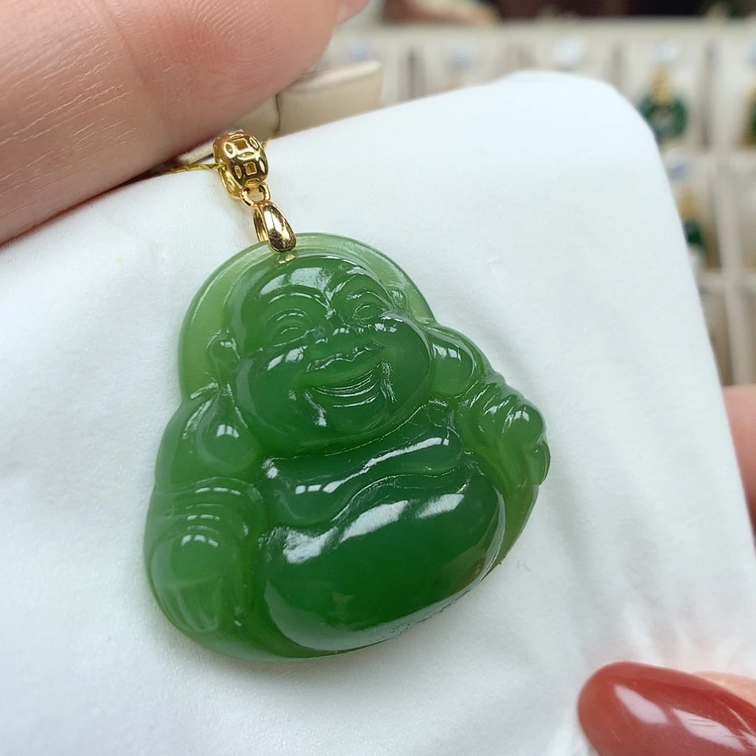 和田玉（碧玉）18K金镶嵌颈饰30
