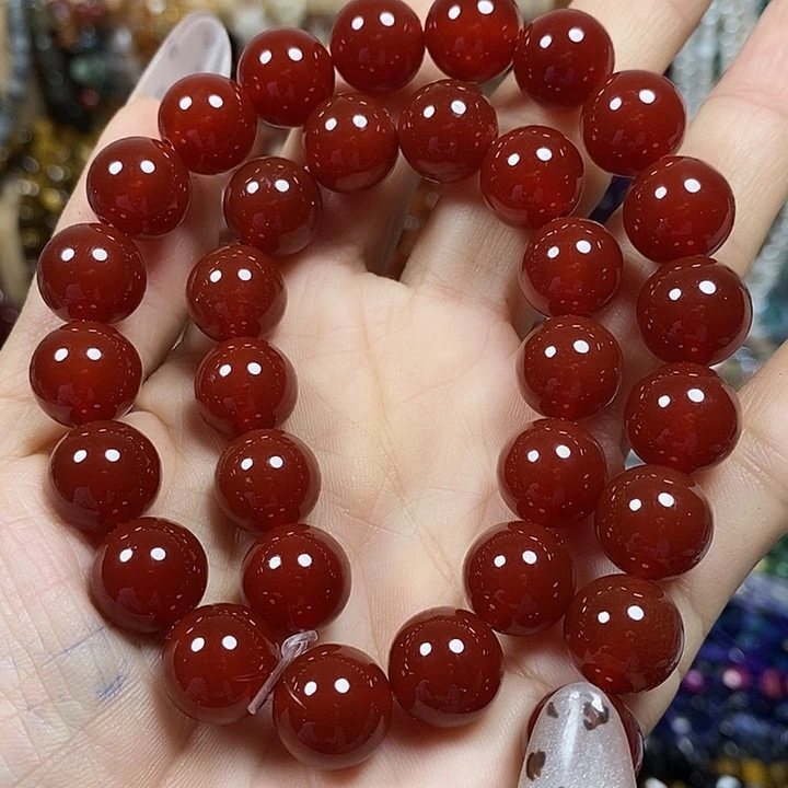 玛瑙/玉髓未镶嵌珠宝半成品A级红玛瑙卡12mm