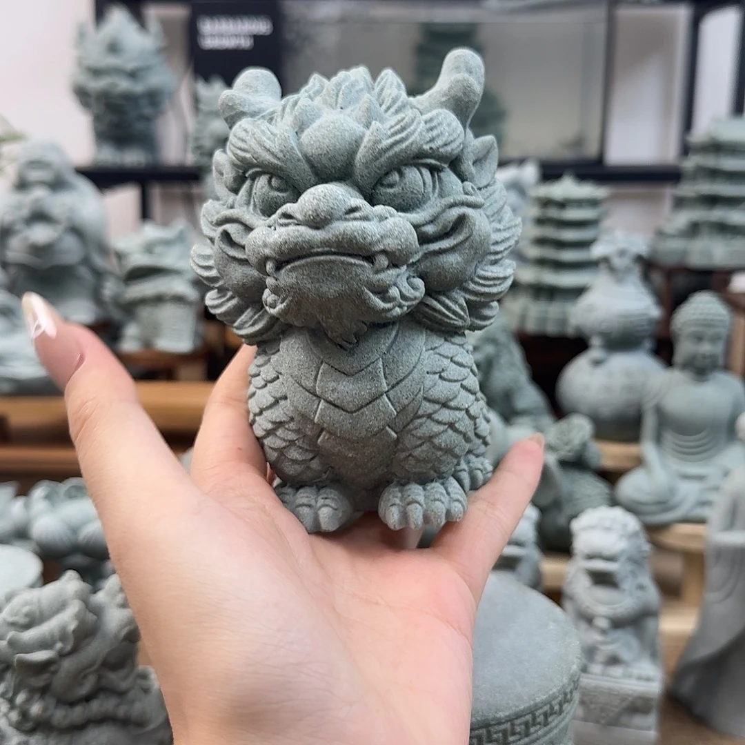 石材青砂石站着的麒麟