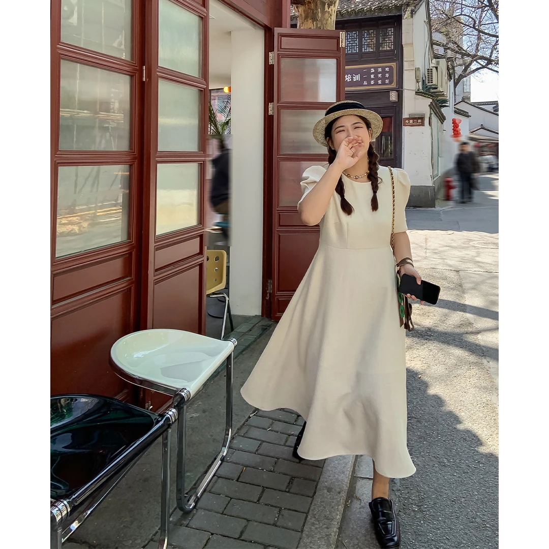 晶咕 【春秋款JIN】 小香A字气质连衣裙女夏收腰显瘦百搭