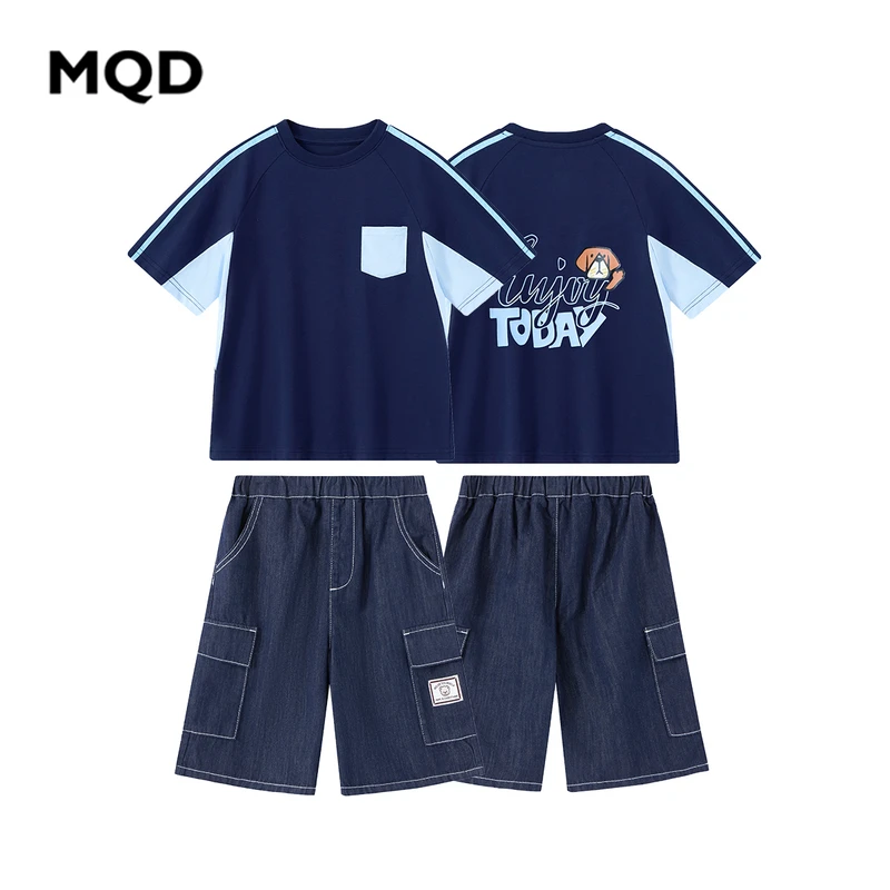 【套装】MQD2025夏季新款童装男大童套装休闲时尚宽松牛仔MZW20312
