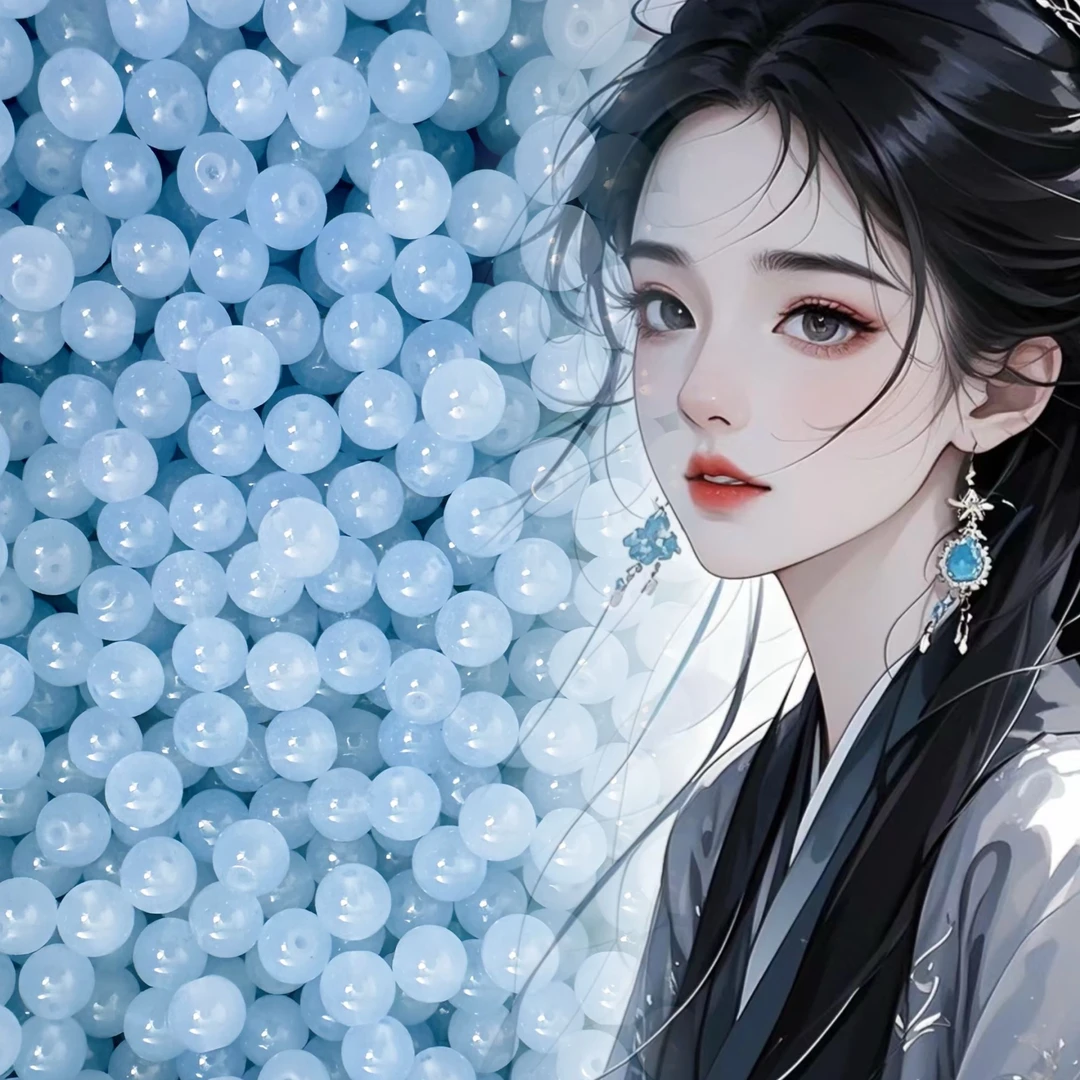 （浮力蓝）DIY琉璃珠珠半成品饰品DIY精选琉璃珠混款爆花玉碎透珠