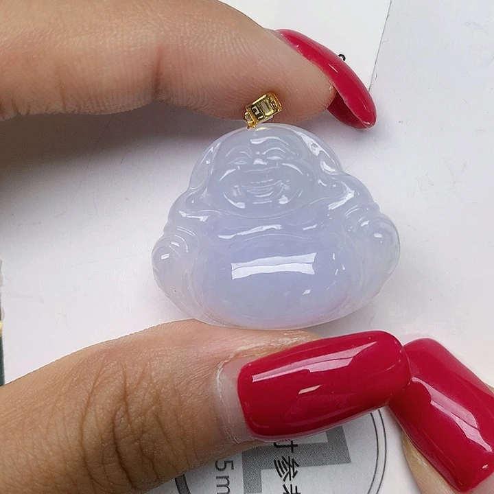 颈饰18K金镶嵌翡翠天然翡翠
